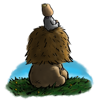 Illustration of a child sitting with a lion