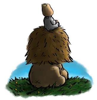 Illustration of a child sitting with a lion